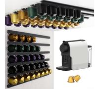 Organizer salvaspazio per capsule di caffè, compatibile con tutte le capsule di caffè, progettato per il montaggio su superfici della cucina e una conservazione efficiente (nero)