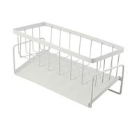 Organizer salvaspazio per lavello con drenaggio automatico integrato e asta staccabile per asciugatura rapida, adatto per la pulizia della cucina e del bagno (cestino dell'acqua bianco)