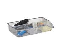Organizer scrivania 4 scomparti metallo vaschetta cassetti box 4,8x27,5x16 cm