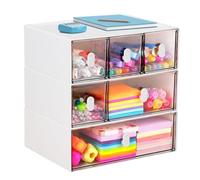 Organizer Scrivania, SHAIDOJIO 3 Strati Impilabili Organizzatore Scrivania in Plastica, 6 Cassetto Organizer Scrivania Ufficio, Trasparente Porta Oggetti Scrivania per Ufficio Scuola Bagno-Bianco