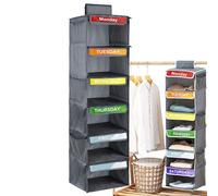Organizer settimanale per abbigliamento per bambini, organizer per abiti da giorno per bambini, organizer per armadio a 6 ripiani, organizer per indumenti per la settimana del bambino, vestiti per