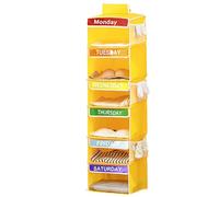 Organizer settimanale per vestiti - 6 unità di storage chiuse, separatore Hangable, scaffali appendiabiti con 3 tasche laterali, per scaffali fino al sabato, risparmio di spazio per maglioni