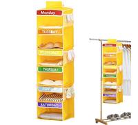 Organizer settimanale per vestiti per bambini, pieghevole, 6 aiuti, organizer per vestiti, pieghevole, settimanale e pieghevole, con 3 tasche laterali