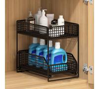 Organizer sottolavello a 2 ripiani per riporre trucchi, vassoio per lavabo,