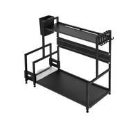 Organizer Sottolavello Cucina, 2 Livelli Metallo Cassetti Scorrevoli Organizer Cucina, Estraibili Organizer Lavello Portaoggetti Ripiano, Cucina-48 * 21 * 36 cm-doppio strato