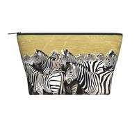 Organizer trapezoidale a forma di zebra per cosmetici, trousse per il trucco, trousse grande, organizer per ufficio e viaggi.