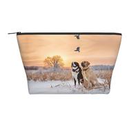 Organizer trapezoidale per cosmetici a forma di cane che cattura un fagiano, trousse per il trucco, trousse grande, organizer per ufficio e viaggi.