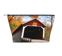 Organizer trapezoidale per cosmetici Albany Covered Bridge, trousse per il trucco, trousse grande, organizer per ufficio e viaggi.