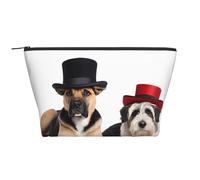 Organizer trapezoidale per cosmetici con simpatici cagnolini, trousse per il trucco, trousse grande, organizer per ufficio e viaggi.