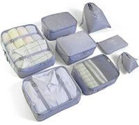 Organizer Valigia Set di 8 BillyBath Organizzatori da Viaggio Cubi di Imballaggio lavanderia sacchetto dei bagagli Compressione Sacchetti Bag per i vestiti,Cosmetici,scarpe,Intimo（Grigio）