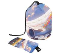Organizza i tuoi trucchi essenziali con questa grande borsa cosmetica a cilindro, impermeabile e portatile. Motivo aeroplano, Multicolore, 9.9x6.9in/25.2x17.6cm;6x3.5in/15.2x8.8cm