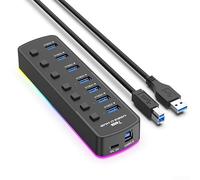 Organizza il tuo spazio di lavoro Hub USB efficiente con sette porte e singoli switch