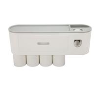 Organizzatore a Parete di Portabsusciate con Distributore di Dentifricio per lo Stoccaggio di vanità del Bagno, Materiale Plastico per Casa (4 tazze)