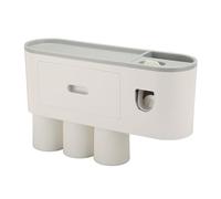 Organizzatore a Parete di Portabsusciate con Distributore di Dentifricio per lo Stoccaggio di vanità del Bagno, Materiale Plastico per Casa (3 tazze)