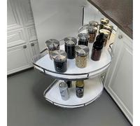 Organizzatore ad angolo cieco estraibile per armadio da cucina, cestino ad angolo, 2 ripiani altalene indipendenti con piattino volante, per armadio da 50,8 x 86,4 x 41,9 cm, apertura a mano morbida