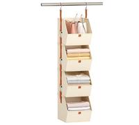 Organizzatore Armadio, Organizzatore Armadio 4 Ripiani con Contenitori, Contenitore Soluzione di Archiviazione per Casa Bucato Abiti Vanità
