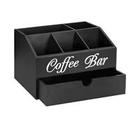 Organizzatore Bar In Legno - Scomparti Organizzatore Della Stazione Di Caffè Caddy In Legno Per Borse Di Tè Di Guaina, Caffetteria Con 2 Maniglie Laterali Per L'Organizzazione Del Piano Di Lavoro