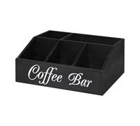 Organizzatore Bar In Legno - Scomparti Organizzatore Della Stazione Di Caffè Caddy In Legno Per Borse Di Tè Di Guaina, Caffetteria Con 2 Maniglie Laterali Per L'Organizzazione Del Piano Di Lavoro