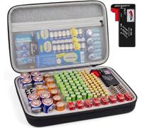 Organizzatore batteria Conservazione Scatola con tester batteria (BT168), custodia per custodia adatta per 140 batterie AA AAA AAAA 9V C D litio 3V (batterie non incluse)