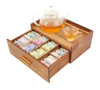 Organizzatore Bustine da Tè, Contenitori per Bustine di Tè, Porta Bustine The E Tisane, Cassetto Porta Bustine Te, Scatola Bustine The E Tisane, 32.3*20.5*12.5CM con 8 Scomparti per Bustine E Foglie