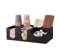 Organizzatore Caffetteria, Porta Cialde e Capsule da caffè, Angolo Bar per Casa, Organizer Portacialde Bustine The Tisane per Bicchieri Posate e Zucchero,Black 003