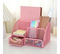 Organizzatore Cassettiera Scrivania Ufficio Con Cassetti In Rete, Porta Penne In Metallo, Grande Spazio, Scatola Di Stoccaggio Multiuso, Adatto Per Ufficio, Casa, Forniture Scolastiche (rosa Chiaro, 1