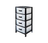 Organizzatore con 4 Cassetti, per Cucina, Bagno, Ufficio e Camera - Cassettiera Nera con Maniglia, in Polipropilene, 39.5x38x82 cm, con Ruote