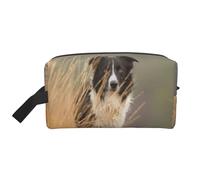 Organizzatore cosmetico di grande capacità, borsa da viaggio per il trucco da donna, Border Collie Lawn Pets, nero e bianco.