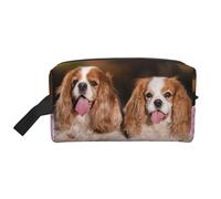 Organizzatore cosmetico di grande capacità, borsa da viaggio per il trucco da donna, Cavalier King Charles Spaniel, cani bianchi e marroni
