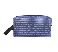 Organizzatore cosmetico di grande capacità, borsa da viaggio per il trucco da donna, codice binario per computer, viola
