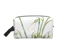 Organizzatore cosmetico di grande capacità, borsa da viaggio per il trucco da donna, fiore di bucaneve, acquerello botanico