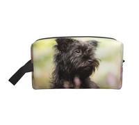 Organizzatore cosmetico di grande capacità, borsa da viaggio per il trucco da donna, motivo: Affenpinscher Lawn Black Dogs Monkey Terrier