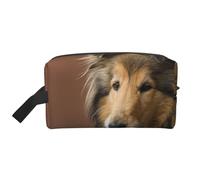 Organizzatore cosmetico di grande capacità, borsa da viaggio per il trucco da donna, per animali domestici, con motivo a Rough Collie Lassie e cani grandi e soffici.
