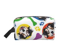 Organizzatore cosmetico di grande capacità, colorato e giocoso, motivo: pastore australiano, borsa da viaggio per il trucco da donna