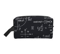 Organizzatore cosmetico di grande capacità, con formule di forme geometriche e motivi matematici senza soluzione di continuità, borsa da viaggio per il trucco da donna