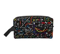 Organizzatore cosmetico di grande capacità con stampa di formule matematiche colorate, borsa da viaggio per il trucco da donna