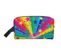 Organizzatore cosmetico di grande capacità, con stelle e arcobaleno, con raggi di coriandoli, borsa da viaggio per il trucco da donna