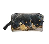 Organizzatore cosmetico di grande capacità, piccolo, a forma di Rottweiler che dorme, per donne, cani, animali domestici e cuccioli. Borsa da viaggio per il trucco.