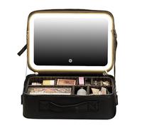 Organizzatore cosmetico tenuto in mano con lo specchio principale, pelle dell'unità di elaborazione, luminosità regolabile, ricaricabile del usb, touch screen