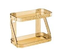 Organizzatore da bagno a 2 livelli - mensola a parete trasparente, unità di archiviazione per il trucco | Comunicazione di design senza frammenti per prodotti per capelli caffè per il