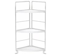 Organizzatore da bancone ad angolo per il bagno, scaffale ad angolo a forma di ventaglio a 3 livelli, per cosmetici e trucchi, scaffale da bagno bianco per forniture da cucina