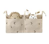 Organizzatore da letto per bebé con tasche in cotone, pendente da appendere con due scomparti, ideale per conservare biberon, coperte, vestiti, pannolini, dentaruolo e giocattoli masticabili