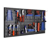 Organizzatore da parete con pannello forato in metallo 117x55cm con ganci Kit da 17 pezzi, contenitori per Garage e Organizer per attrezzi da pannello controllo a parete con pannello forato Black Red