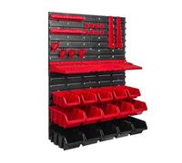 Organizzatore da Parete con Vaschette | In Plastica, Pannello Forato Portautensili, Componibile, Pannello con Ganci staffe, per Laboratorio, Artigiani