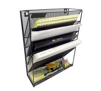 Organizzatore da Parete per Cartelle - Supporto a 5 Scomparti in Rete, Design Verticale | Porta Documenti A4 per Ufficio, Archivio Domestico, Scuola e Gestione Cartacea Ordinata