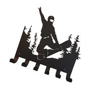 Organizzatore da parete per porta sci - decorazione artistica da parete in metallo per skateboard, supporto per ganci per portachiavi sportivi da neve per soggiorno, camera da letto, fattoria