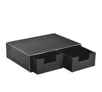 Organizzatore da scrivania in pelle di lino con cassetti Mini Desktop Drawer Organiser Impilabile Organizzatore da tavolo multifunzionale per l'ufficio Forniture per la casa Vanity Toiletries,Negra
