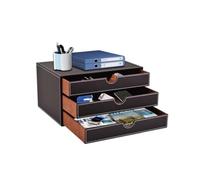 Organizzatore Da Scrivania In Similpelle, Organizer Per Documenti, Cassetto Multifunzionale Per Ufficio, Scatola Portaoggetti Per Carta A4, Documenti(Brown)