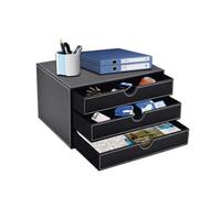 Organizzatore Da Scrivania In Similpelle, Organizer Per Documenti, Cassetto Multifunzionale Per Ufficio, Scatola Portaoggetti Per Carta A4, Documenti(Black)