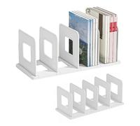 Organizzatore da tavolo,Raccoglitore per archivi,Fermalibri,Organizer in plastica Portariviste,Rivista Supporti di plastica,Scaffale per libri Divisorio,Portariviste pieghevole,Reggilibri (Bianco)